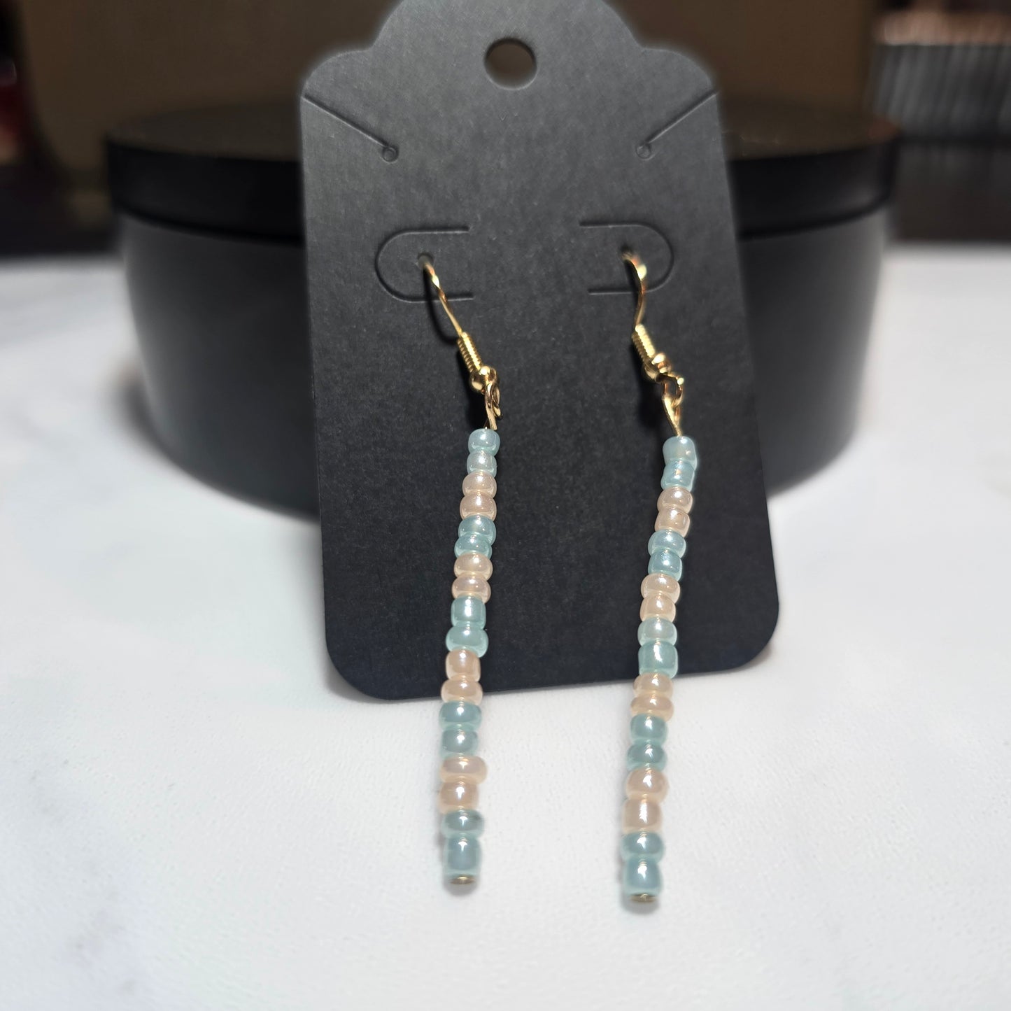 Pastel pink and blue Glass Seed Bead earrings