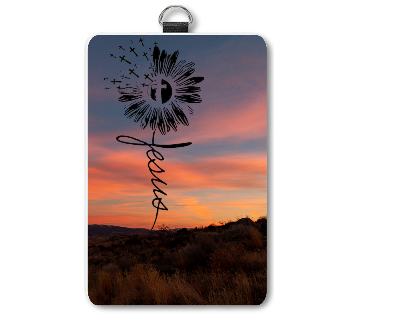 Jesus flower badge holder