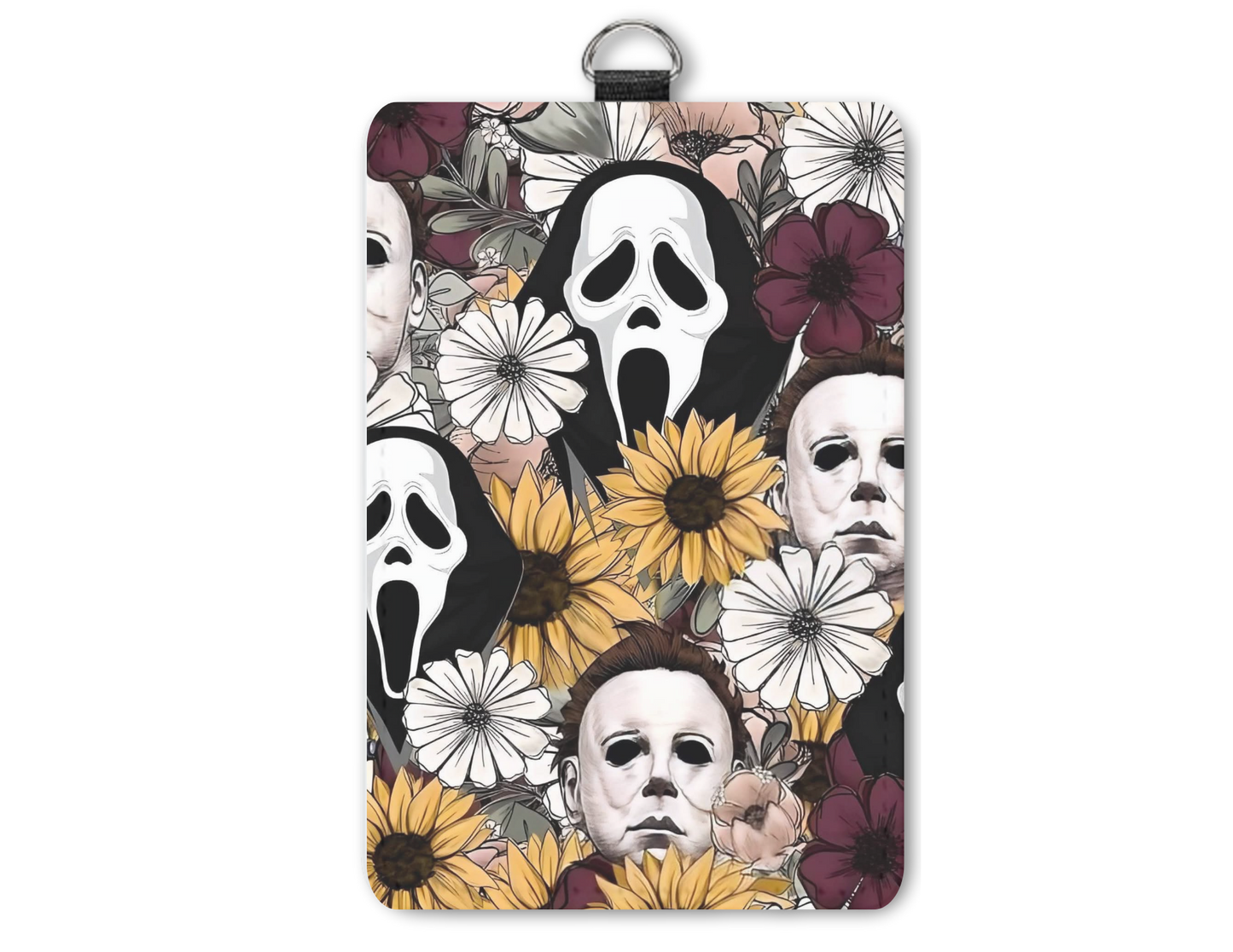 Pretty scary flowers badge holder