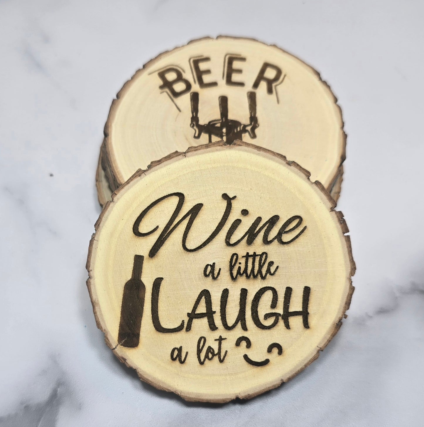 Laser engraved wooden coaster (set of 4)