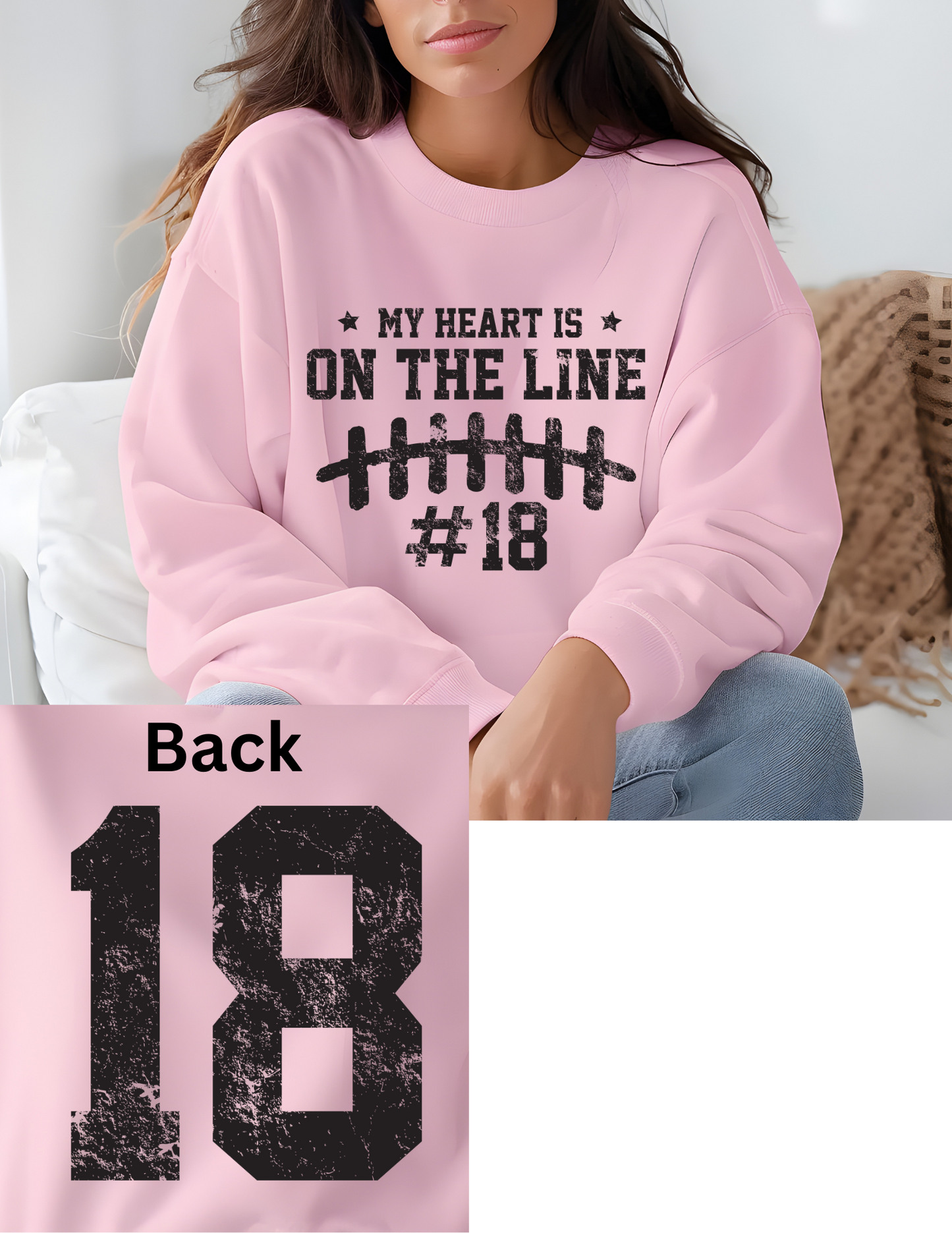 Personalized Heart on the line Football mom