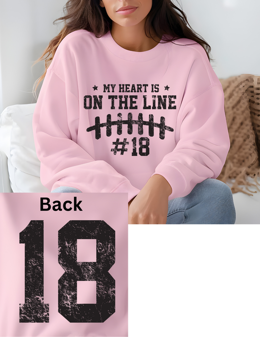 Personalized Heart on the line Football mom