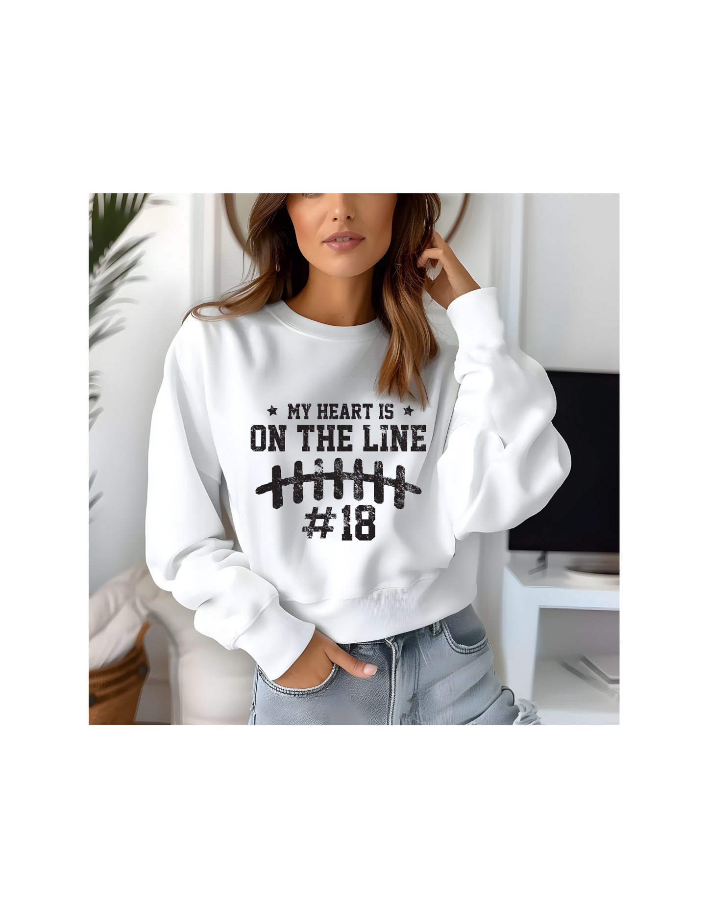 Personalized Heart on the line Football mom