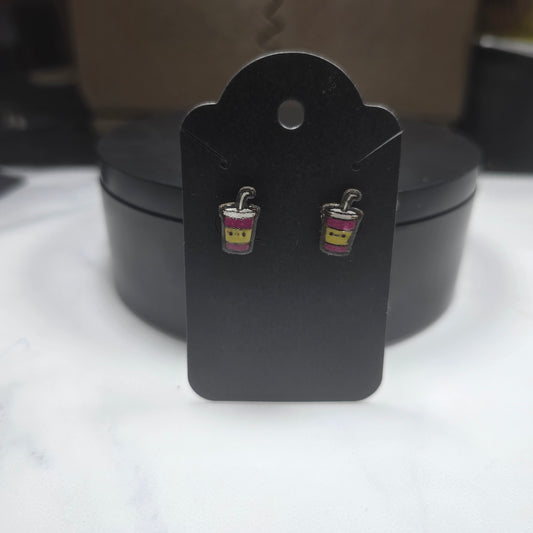 Wooden engraved stud earrings to go cups