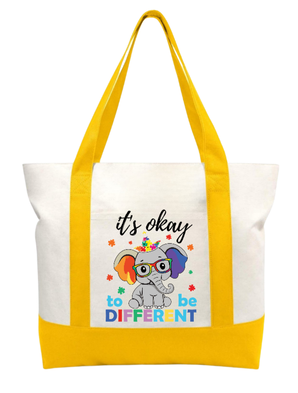 It's okay to be different tote bag.