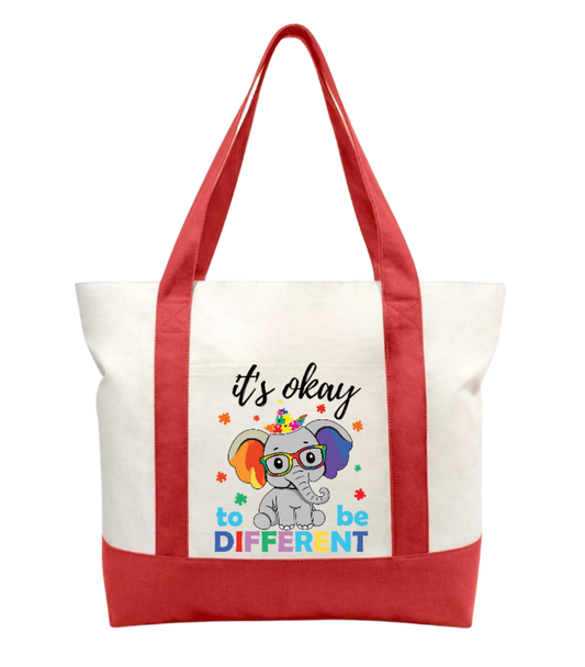 It's okay to be different tote bag.