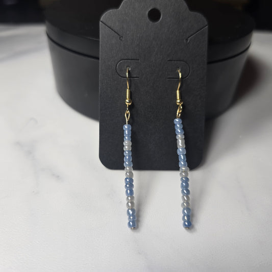 Pastel white and blue Glass Seed Bead earrings