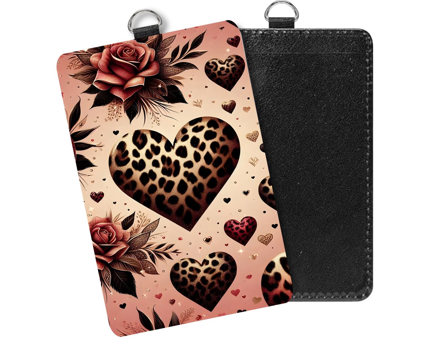 Leopard Heart |badge holder | PU Leather