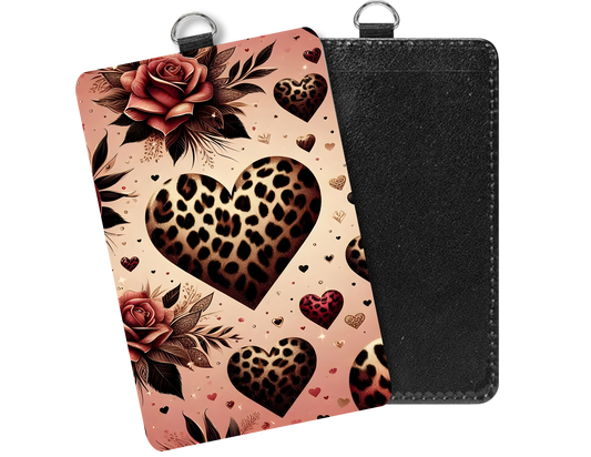 Leopard Heart |badge holder | PU Leather
