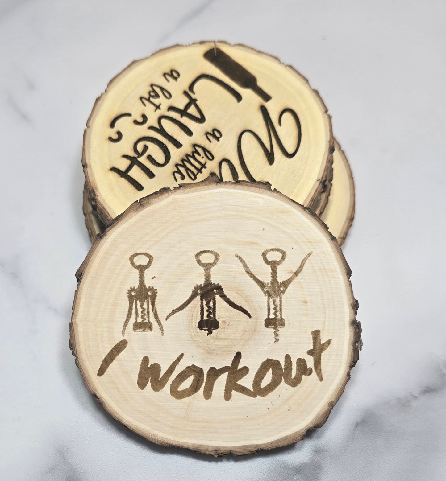 Laser engraved wooden coaster (set of 4)