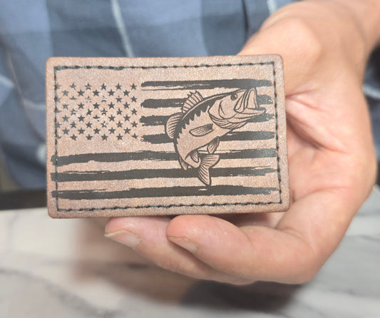 Laser engraved fish flag patch