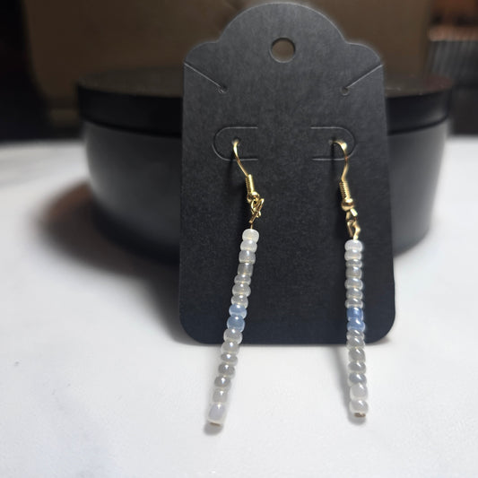 Pastel white and blue Glass Seed Bead earrings