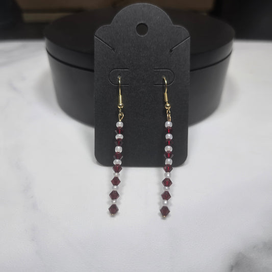 White Glass Seed Beads with Preciosa Glass Crystal Bicone Bead earrings