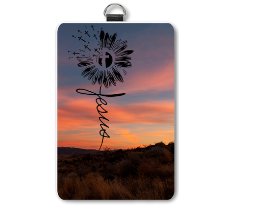 Jesus flower badge holder