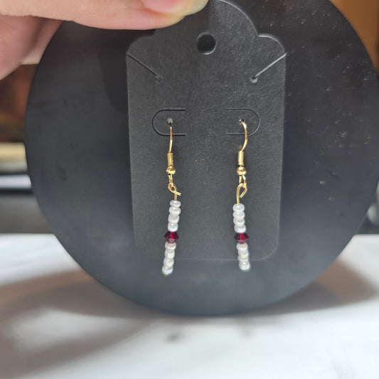 White Glass Seed and Preciosa Glass Crystal Bicone Bead earrings