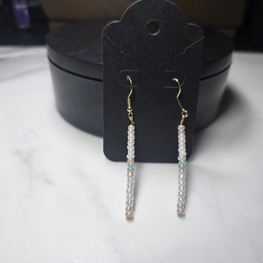 Pastel pink, white and blue Glass Seed Bead earrings
