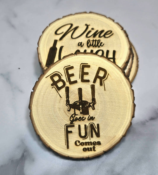 Laser engraved wooden coaster (set of 4)