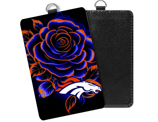 Broncos flower Badge holder
