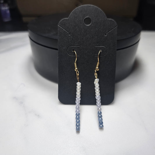 Pastel white and blue Glass Seed Bead earrings