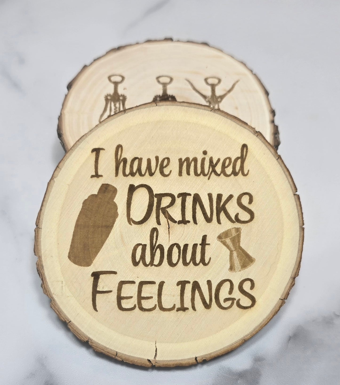 Laser engraved wooden coaster (set of 4)